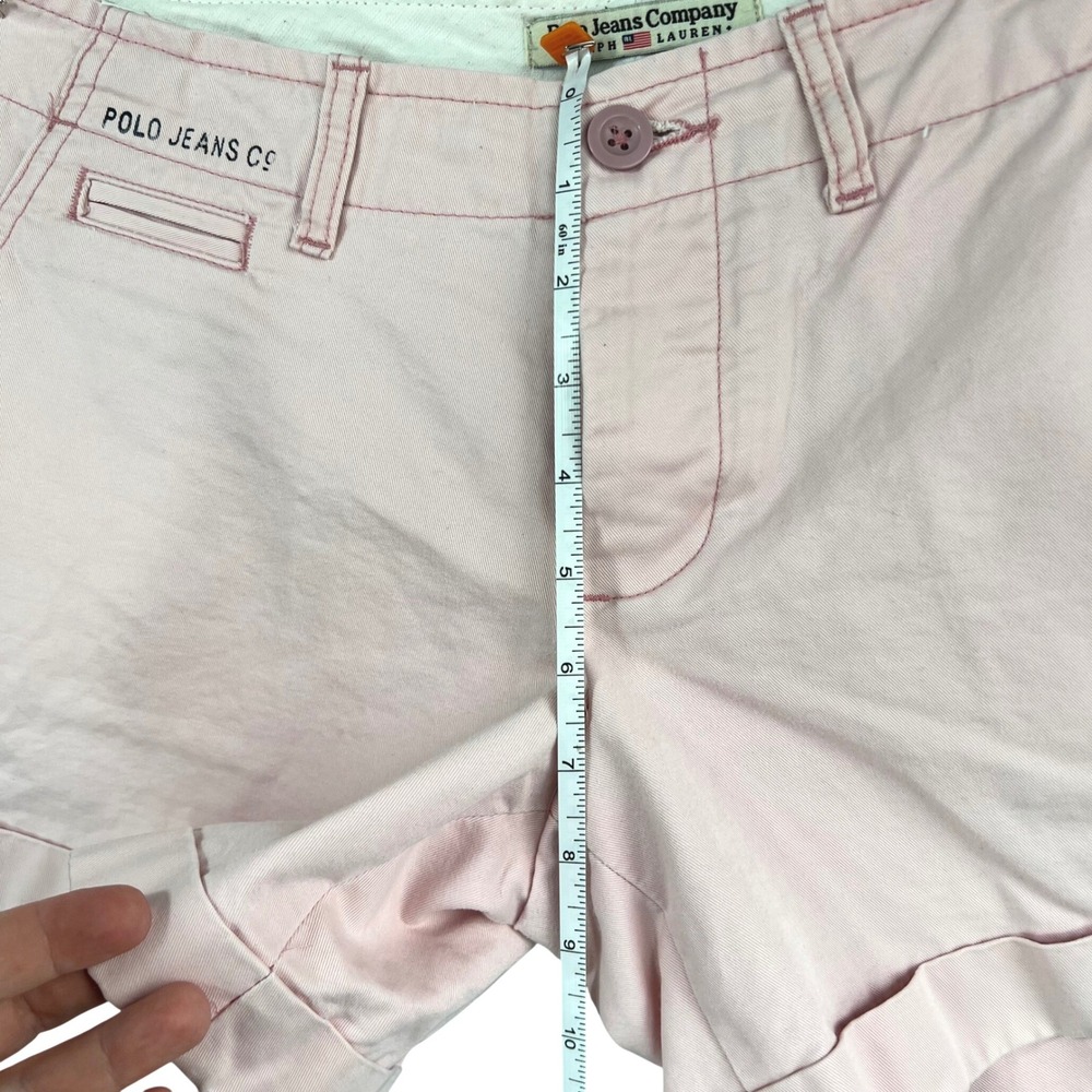 Polo Jeans Co Ralph Lauren Pink Chino Shorts Cuffed Button Fly Size 2 - Picture 5 of 8